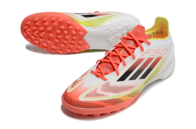 Men's Adidas F50 Pro TF Football Shoes - White/Red/Yellow
