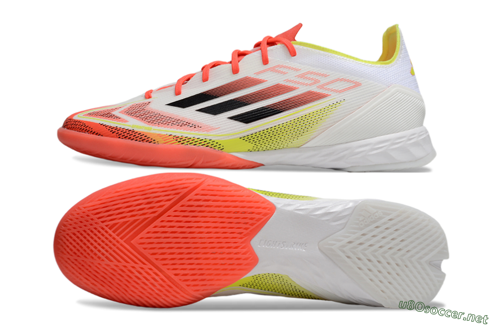 Men's Adidas F50 Pro IC Football Shoes - White/Red/Yellow 1