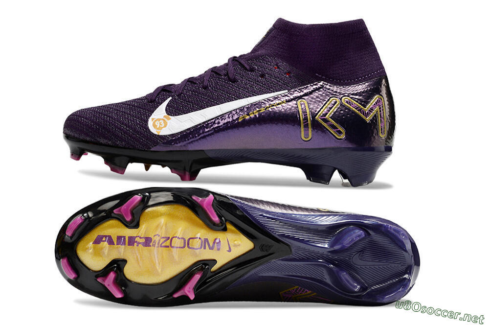 Unisex Nike Air Zoom Mercurial Superfly 10 Elite FG Football Boots - Purple/White/Gold 1