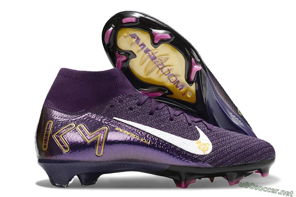 Unisex Nike Air Zoom Mercurial Superfly 10 Elite FG Football Boots - Purple/White/Gold 2
