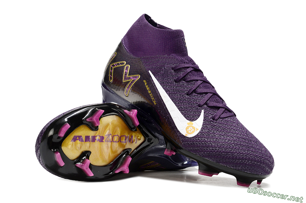 Unisex Nike Air Zoom Mercurial Superfly 10 Elite FG Football Boots - Purple/White/Gold 3