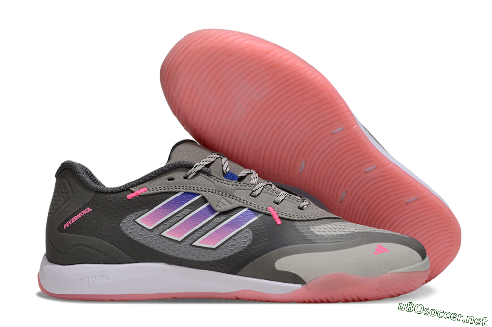 Men's Adidas Fevernova IC Football Shoes - Grey/Purple/Pink 2