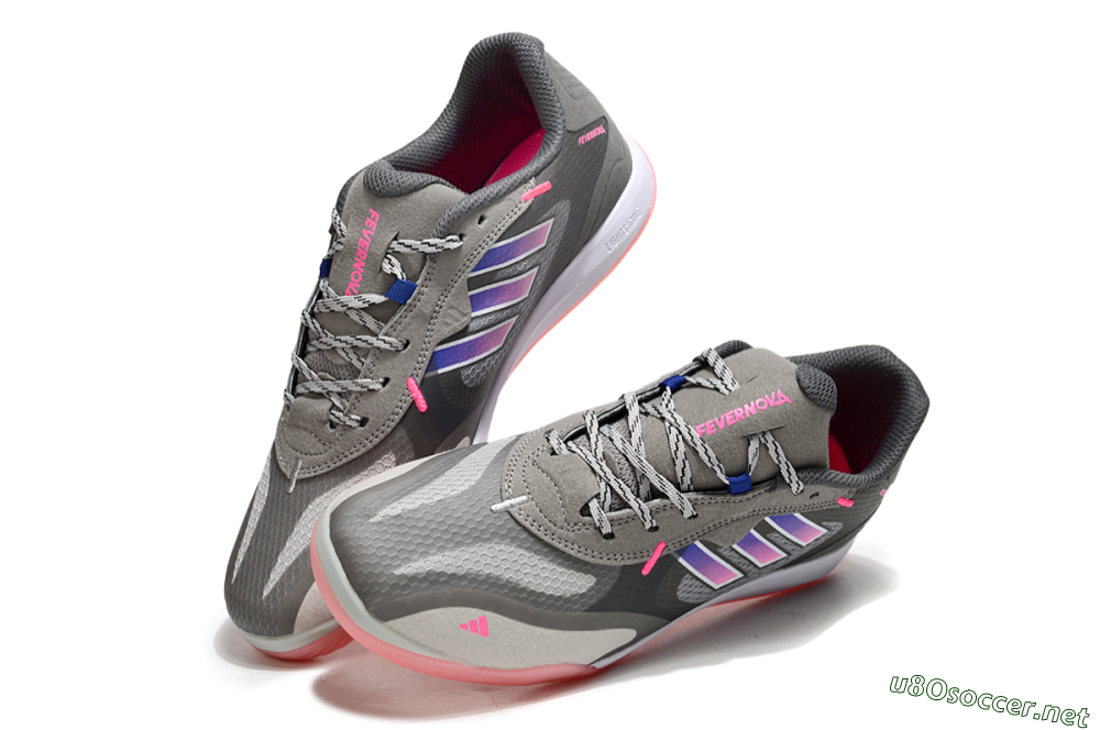 Men's Adidas Fevernova IC Football Shoes - Grey/Purple/Pink 3