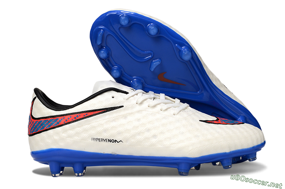 Men's Nike Hypervenom Phantom FG Football Boots - White/Red/Blue 2