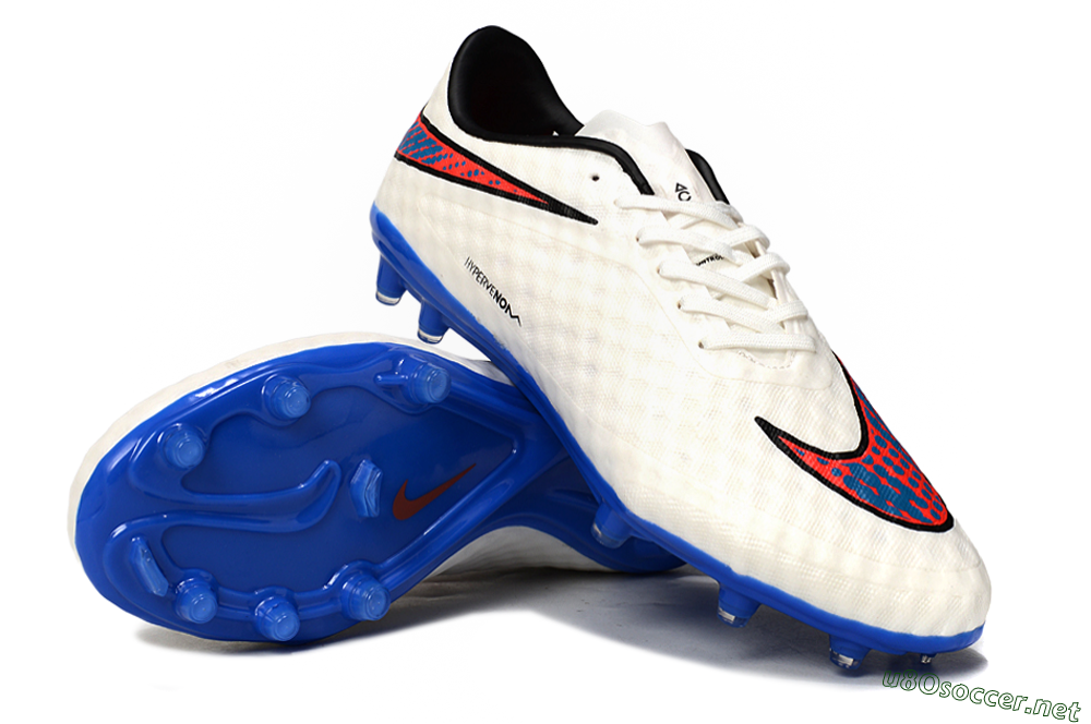 Men's Nike Hypervenom Phantom FG Football Boots - White/Red/Blue 3