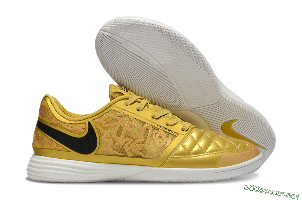 Men's Nike Lunar Gato 2 IC Football Shoes - Gold/Black/White 2