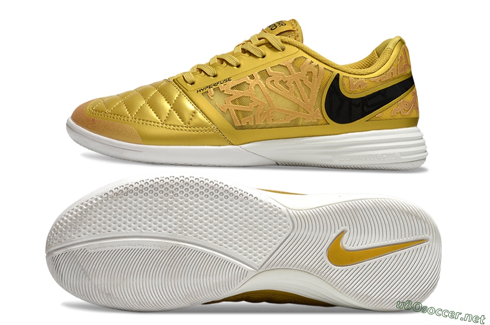 Men's Nike Lunar Gato 2 IC Football Shoes - Gold/Black/White 1