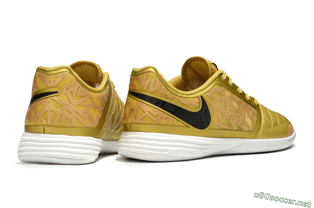 Men's Nike Lunar Gato 2 IC Football Shoes - Gold/Black/White 6