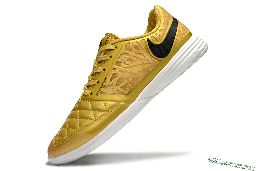 Men's Nike Lunar Gato 2 IC Football Shoes - Gold/Black/White 5