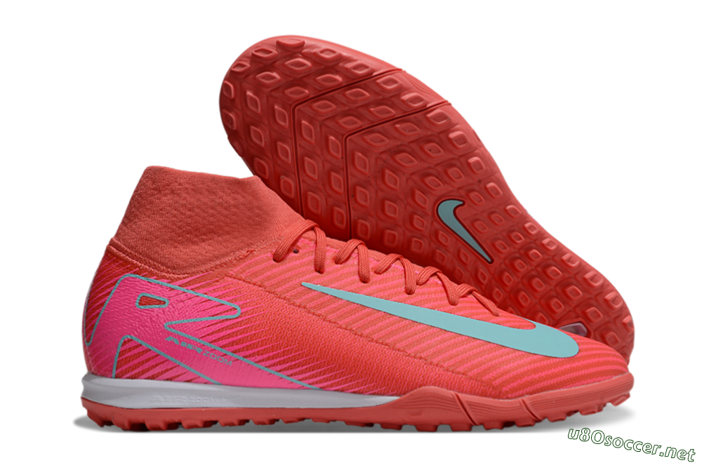 Unisex Nike Air Zoom Mercurial Superfly 10 Elite TF Football Shoes - Red/Jade/Pink 2