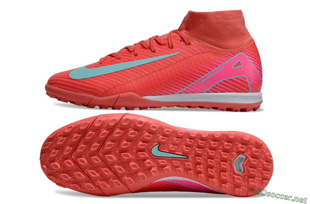 Unisex Nike Air Zoom Mercurial Superfly 10 Elite TF Football Shoes - Red/Jade/Pink 1