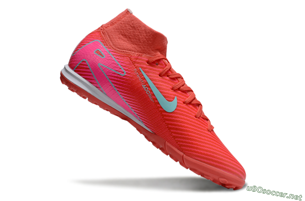 Unisex Nike Air Zoom Mercurial Superfly 10 Elite TF Football Shoes - Red/Jade/Pink 4