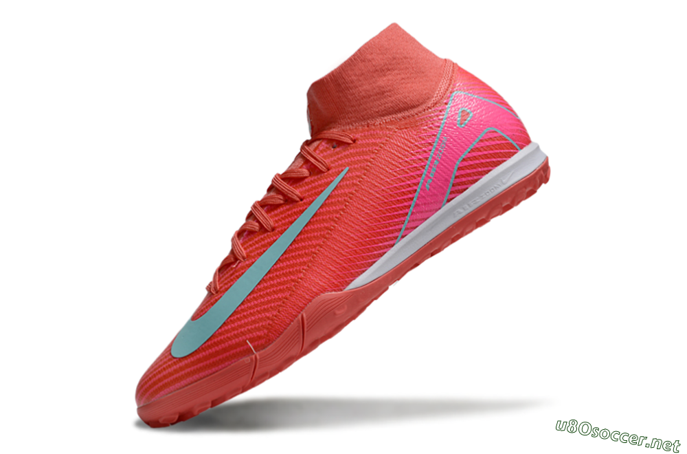Unisex Nike Air Zoom Mercurial Superfly 10 Elite TF Football Shoes - Red/Jade/Pink 5