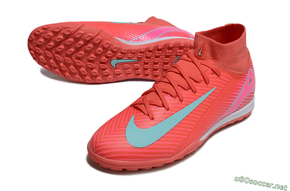 Unisex Nike Air Zoom Mercurial Superfly 10 Elite TF Football Shoes - Red/Jade/Pink 3