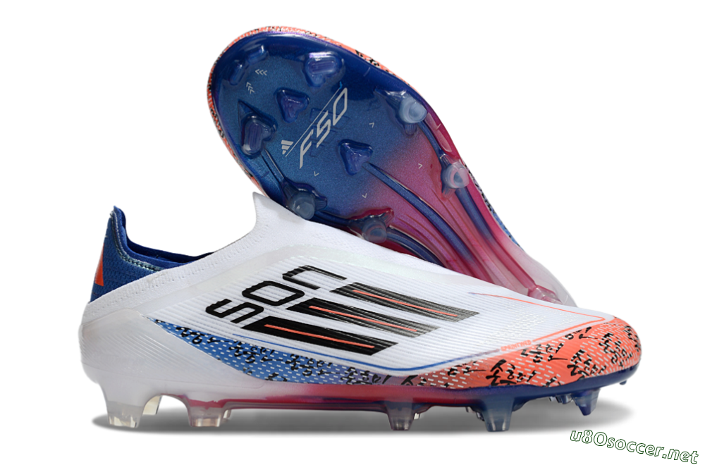 Men's Adidas F50 Elite Laceless FG Football Boots - White/Red/Blue 2