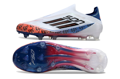Men's Adidas F50 Elite Laceless FG Football Boots - White/Red/Blue