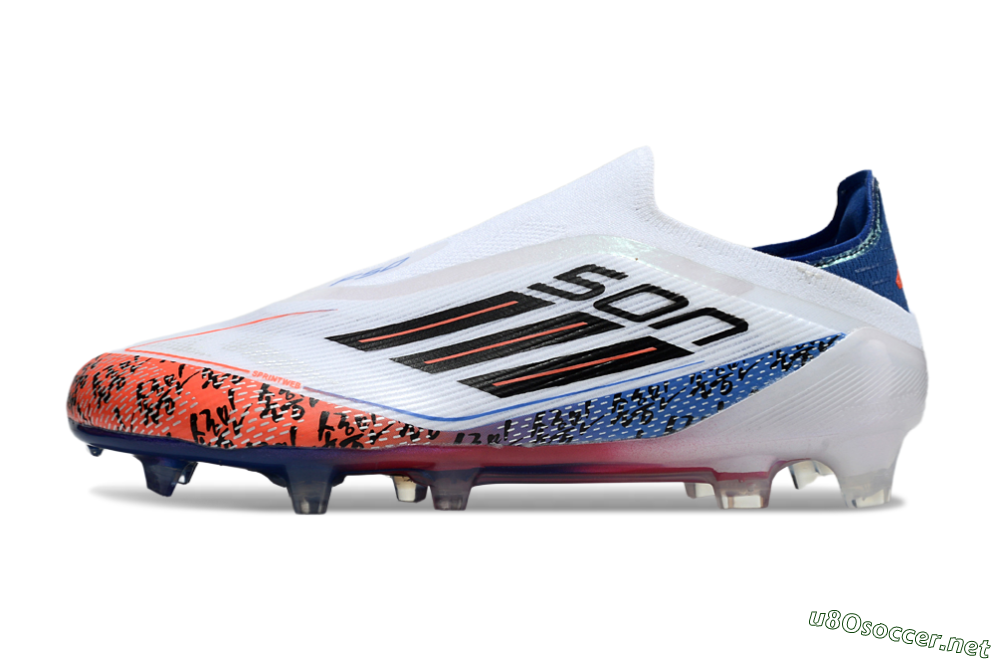 Men's Adidas F50 Elite Laceless FG Football Boots - White/Red/Blue 0