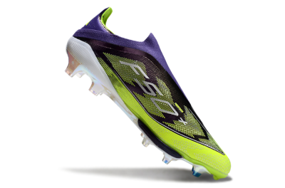 Men's Adidas F50+ Elite Lightstrike Pro Laceless FG Football Boots - Purple/Yellow/White