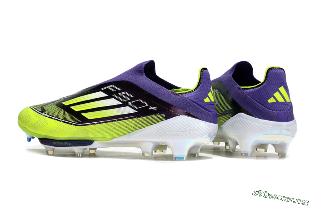 Men's Adidas F50+ Elite Lightstrike Pro Laceless FG Football Boots - Purple/Yellow/White 6