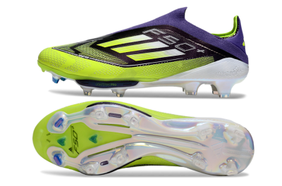 Men's Adidas F50+ Elite Lightstrike Pro Laceless FG Football Boots - Purple/Yellow/White