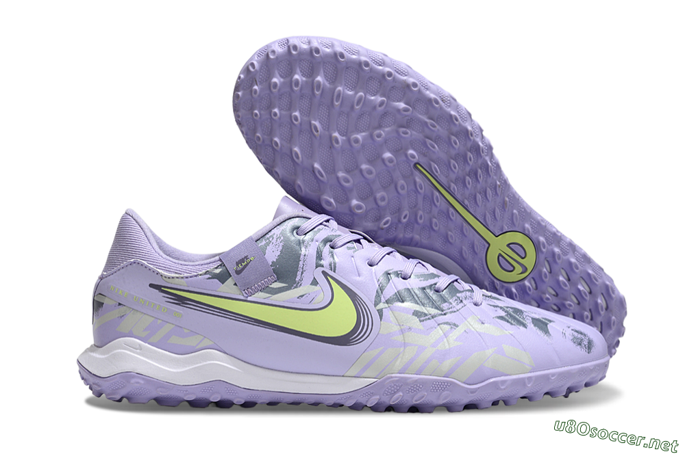 Men's Nike Tiempo Legend 10 Academy TF Football Shoes - Purple/Yellow/White 2