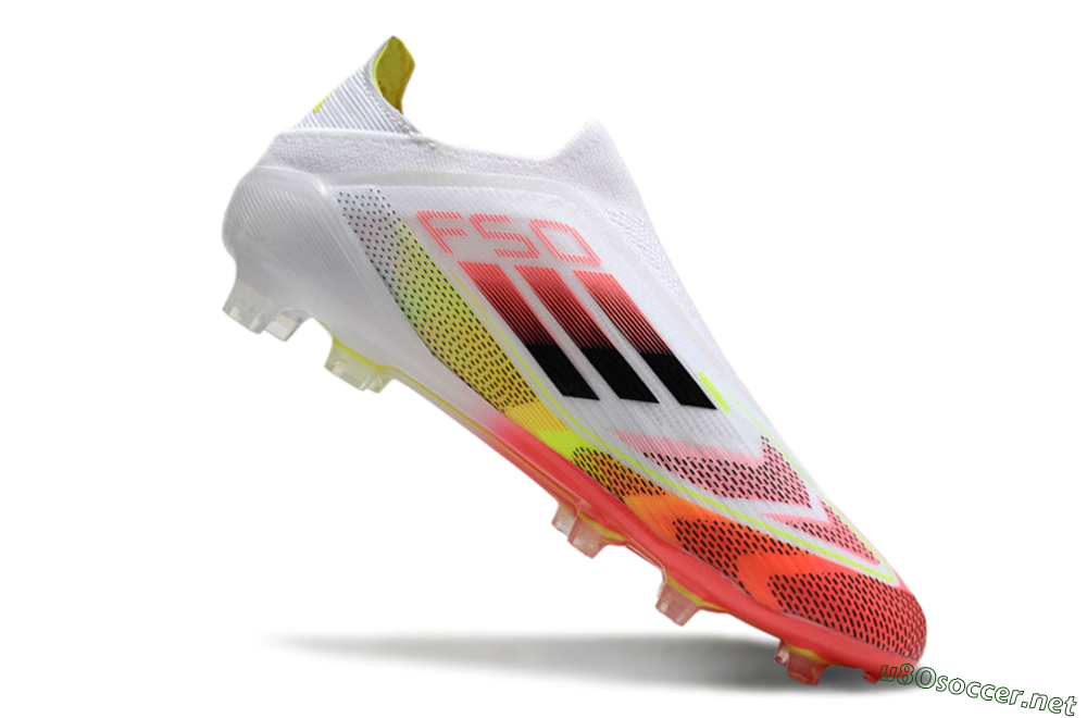 Unisex Adidas F50 Elite Laceless FG Football Boots - White/Red/Yellow 4