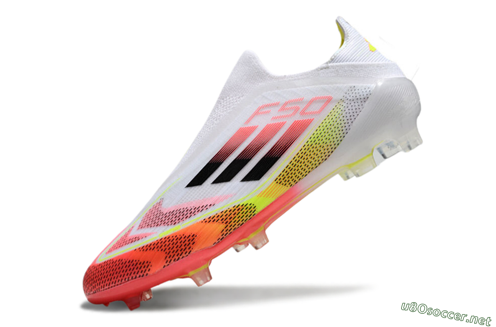 Unisex Adidas F50 Elite Laceless FG Football Boots - White/Red/Yellow 5