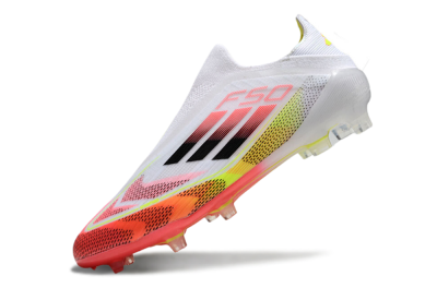 Unisex Adidas F50 Elite Laceless FG Football Boots - White/Red/Yellow