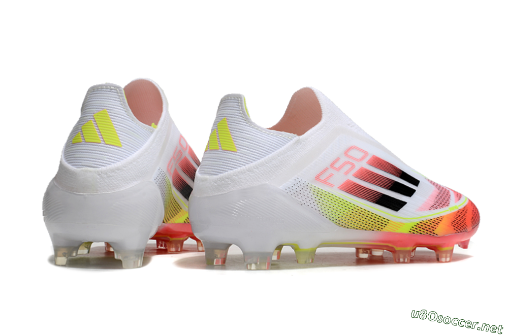 Unisex Adidas F50 Elite Laceless FG Football Boots - White/Red/Yellow 6