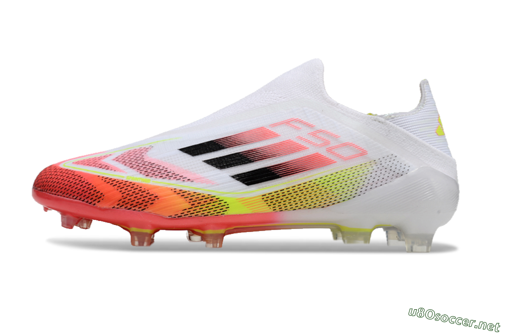 Unisex Adidas F50 Elite Laceless FG Football Boots - White/Red/Yellow 0