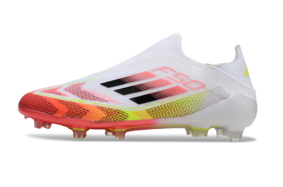 Unisex Adidas F50 Elite Laceless FG Football Boots - White/Red/Yellow