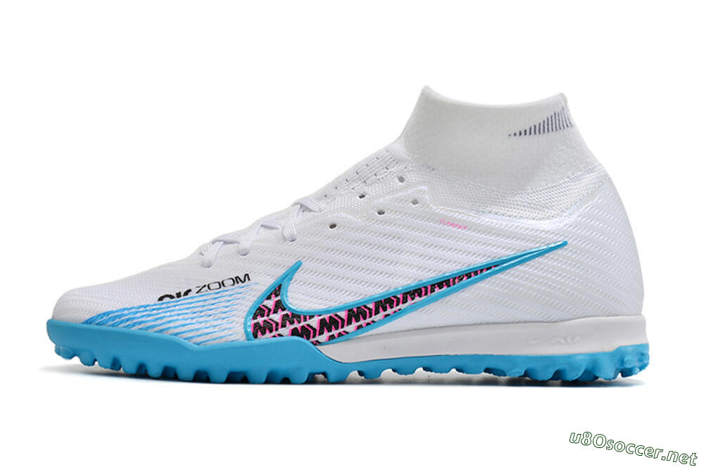 Unisex Nike Air Zoom Mercurial Superfly 10 Elite TF Football Shoes - White/Blue/Red 0