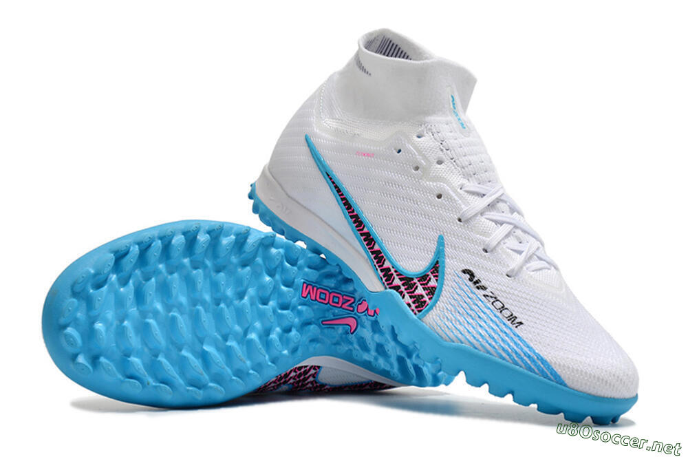Unisex Nike Air Zoom Mercurial Superfly 10 Elite TF Football Shoes - White/Blue/Red 1