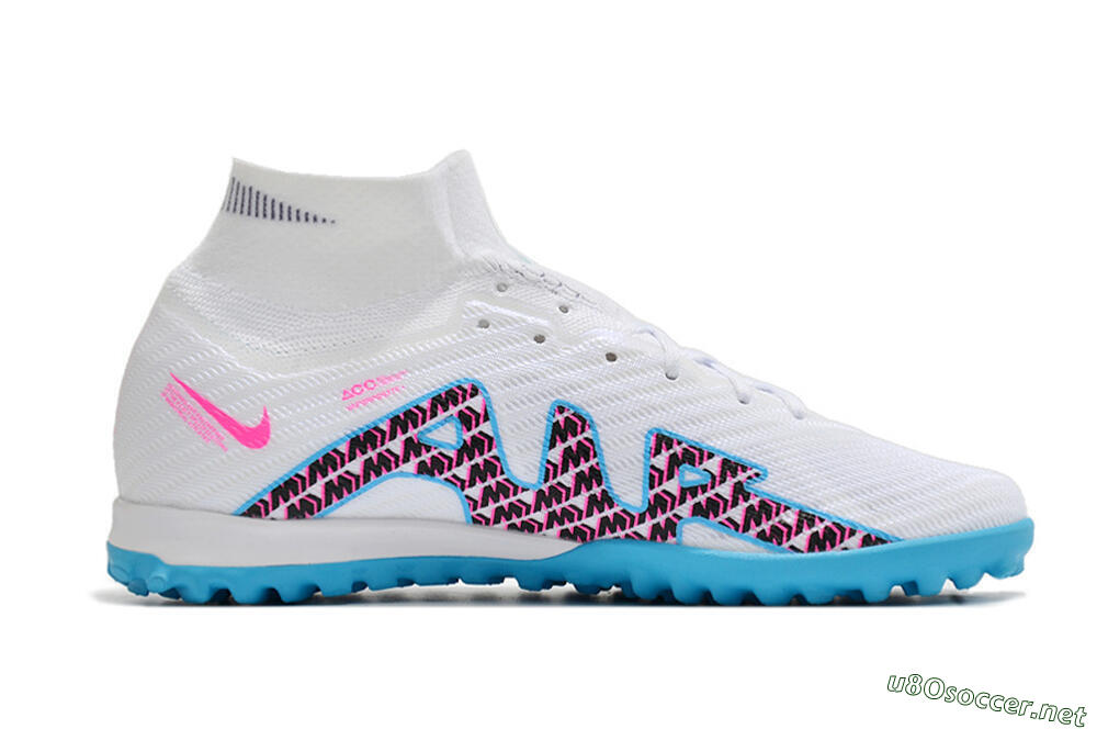 Unisex Nike Air Zoom Mercurial Superfly 10 Elite TF Football Shoes - White/Blue/Red 4