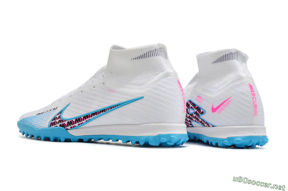 Unisex Nike Air Zoom Mercurial Superfly 10 Elite TF Football Shoes - White/Blue/Red 5