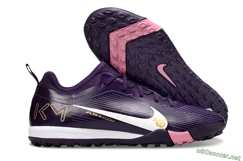 Unisex Nike Air Zoom Mercurial Vapor 16 Pro TF Football Shoes - Purple/White/Gold 2