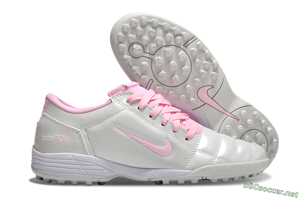Unisex Nike Total 90 II TF Football Shoes - Beige/Pink/White 2