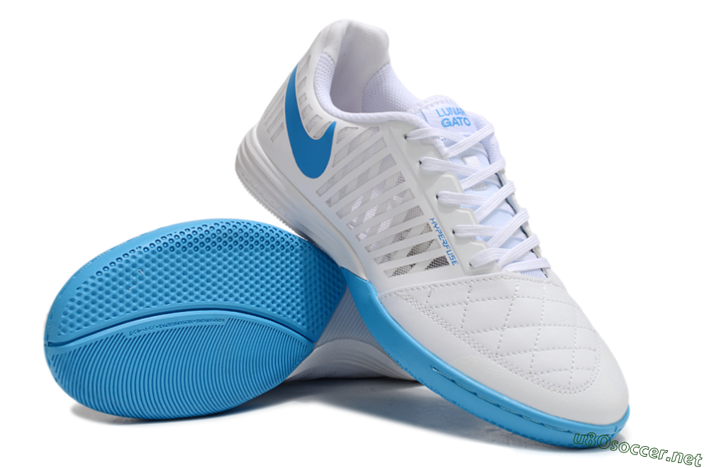 Unisex Nike Lunar Gato 2 IC Football Shoes - White/Blue 4