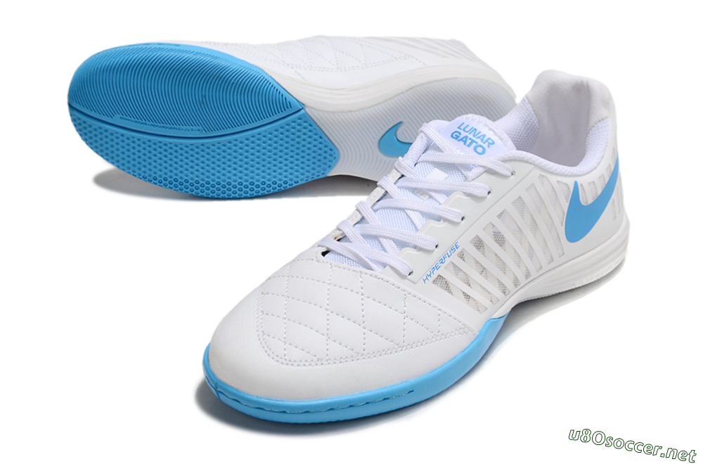 Unisex Nike Lunar Gato 2 IC Football Shoes - White/Blue 3