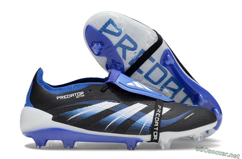 Unisex Adidas Predator 25 Elite Foldover Tongue FG Football Boots - Black/Blue/White 2