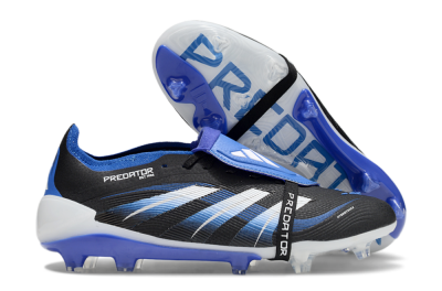 Unisex Adidas Predator 25 Elite Foldover Tongue FG Football Boots - Black/Blue/White