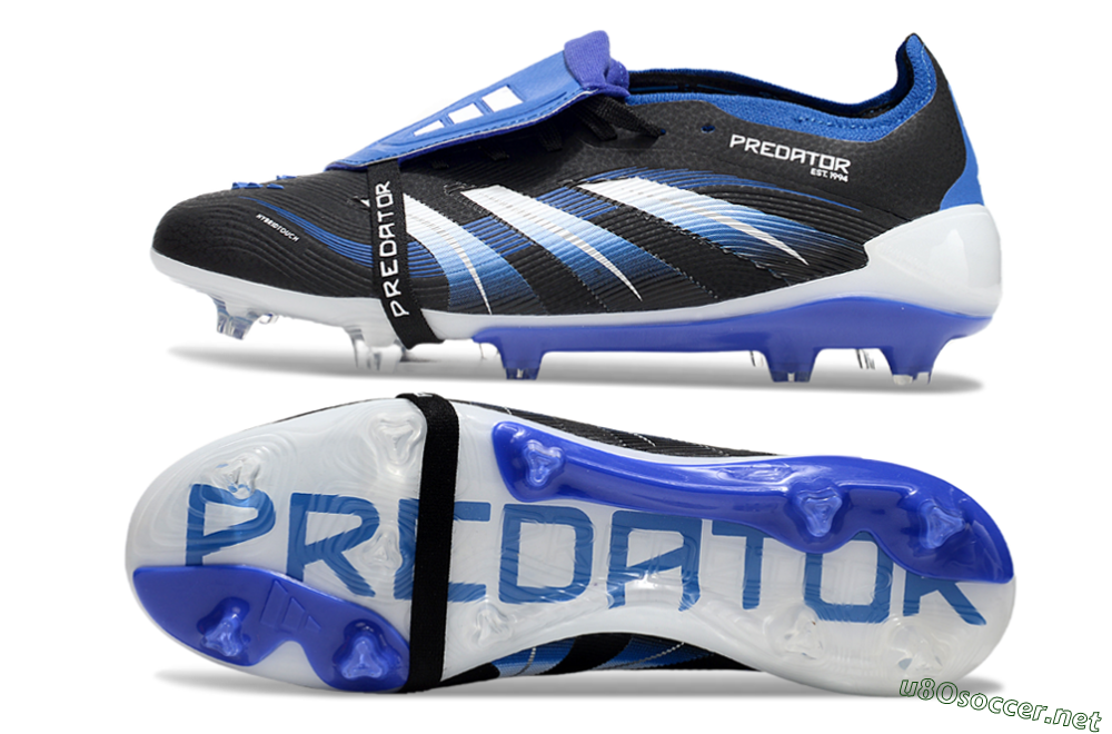 Unisex Adidas Predator 25 Elite Foldover Tongue FG Football Boots - Black/Blue/White 1