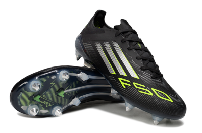 Men's Adidas F50 Elite SG Football Boots - Black/Silver/Yellow