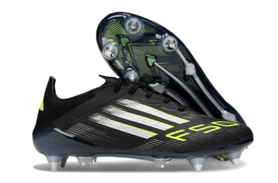 Men's Adidas F50 Elite SG Football Boots - Black/Silver/Yellow