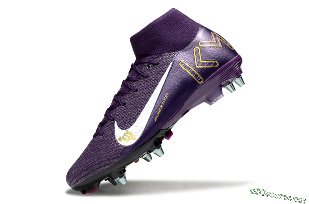 Men's Nike Air Zoom Mercurial Superfly 10 Elite SG Football Boots - Purple/White/Gold 5
