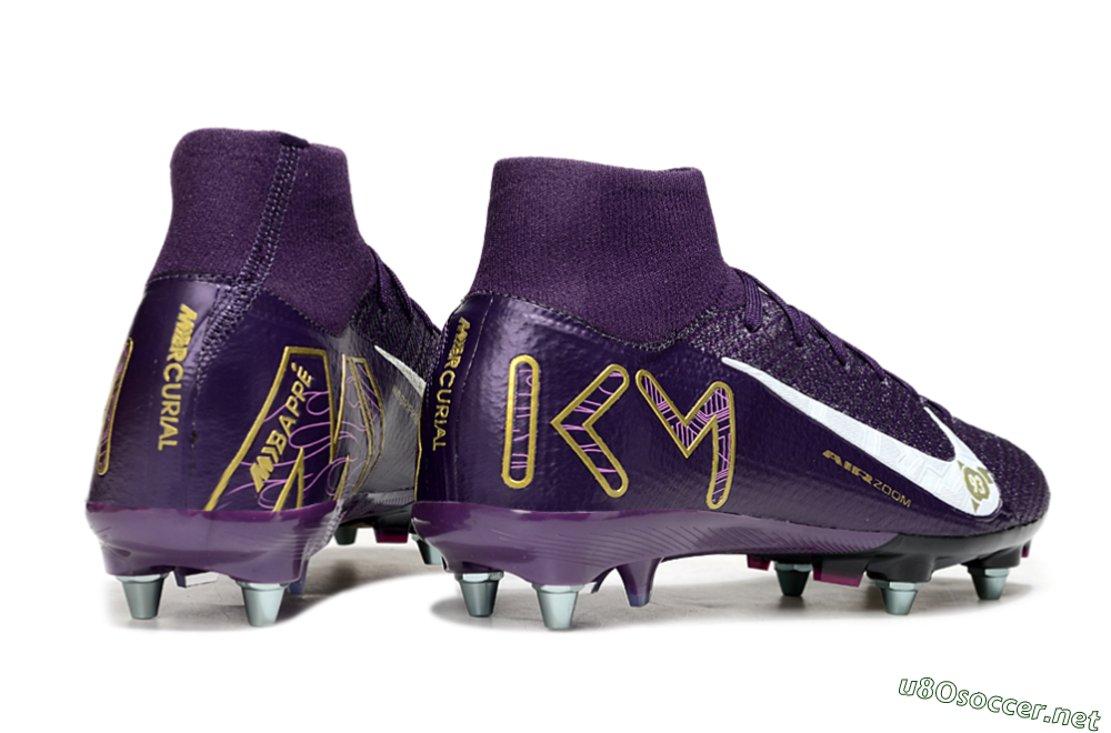 Men's Nike Air Zoom Mercurial Superfly 10 Elite SG Football Boots - Purple/White/Gold 6