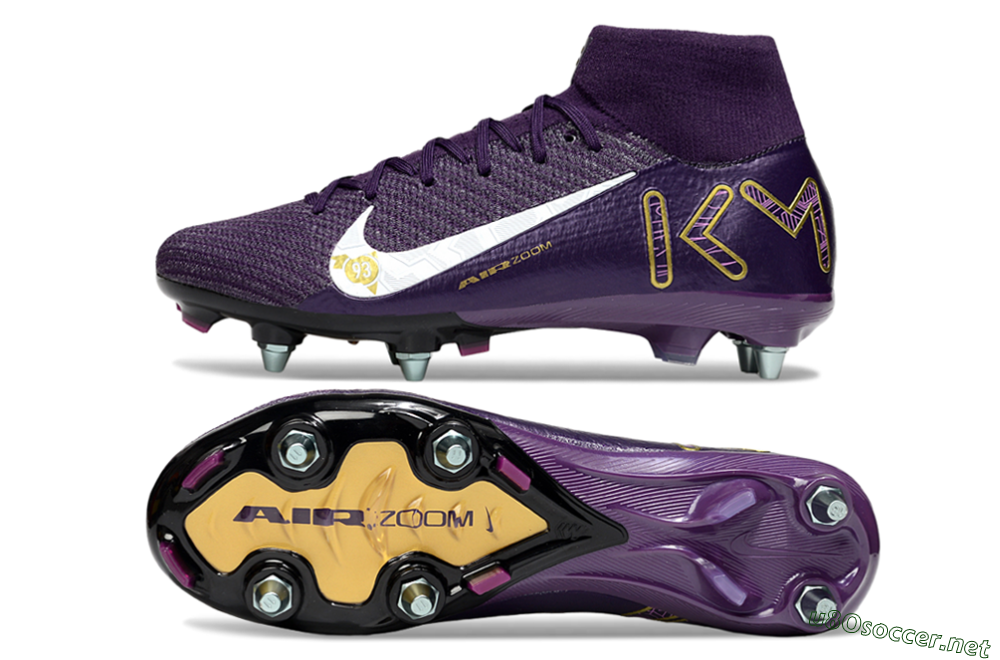 Men's Nike Air Zoom Mercurial Superfly 10 Elite SG Football Boots - Purple/White/Gold 1