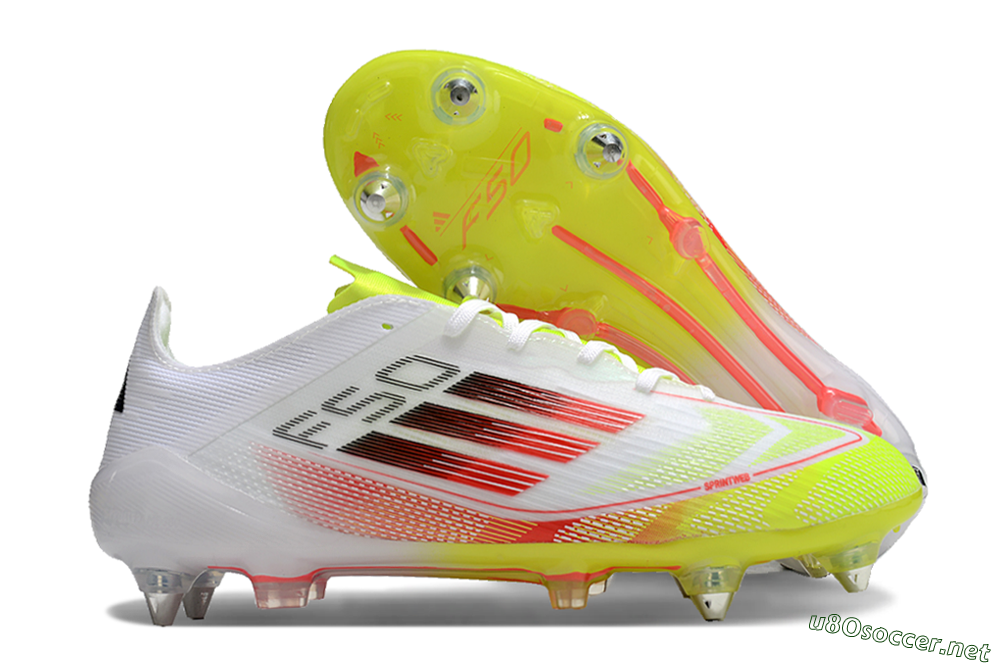 Men's Adidas F50 Elite SG Football Boots - White/Yellow/Red 2