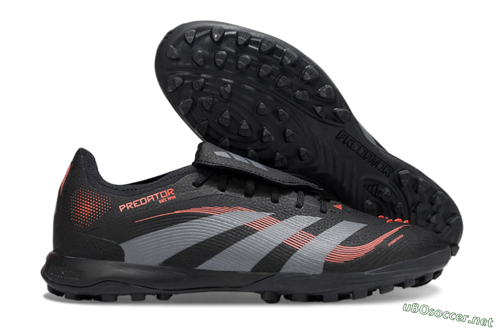 Men's Adidas Predator Elite Foldover Tongue TF Football Shoes - Black/Grey/Red 2