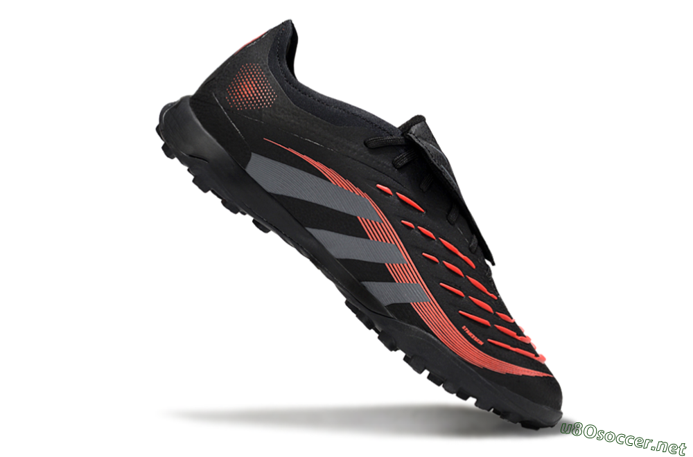 Men's Adidas Predator Elite Foldover Tongue TF Football Shoes - Black/Grey/Red 4